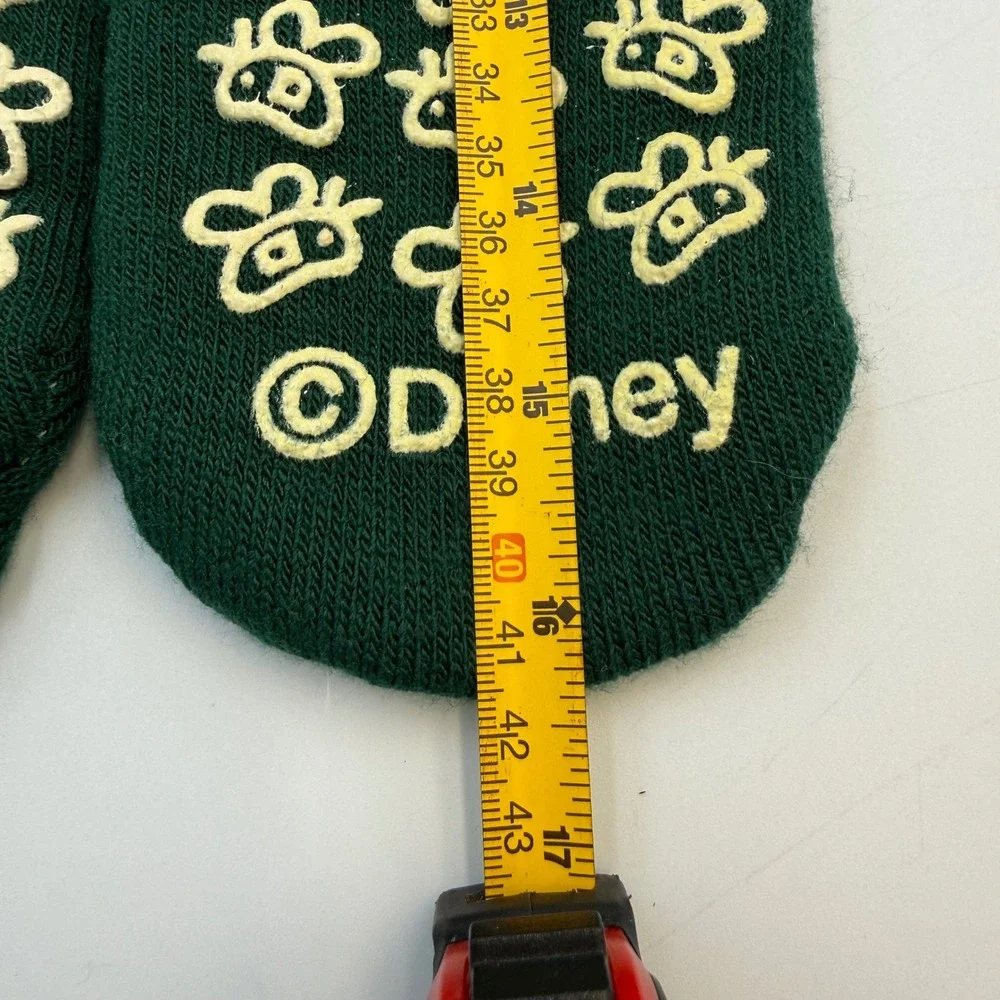 Disney‎ Winnie the Pooh Slipper Socks Green Knit Non Slip Bee Grip Crew Socks